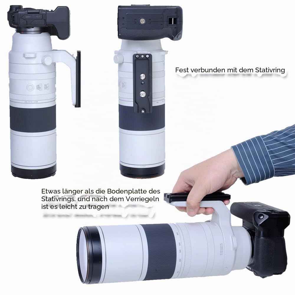 iShoot Arca-Swiss Fit Kamera-Schnellwechselplatte, kompatibel mit Canon RF 200–800 mm F6.3–9 IS USM Stativhalterung, Ringobjektiv-Kragen-Halterung, verwendet für Arca-Fit-Stativkopfklemme