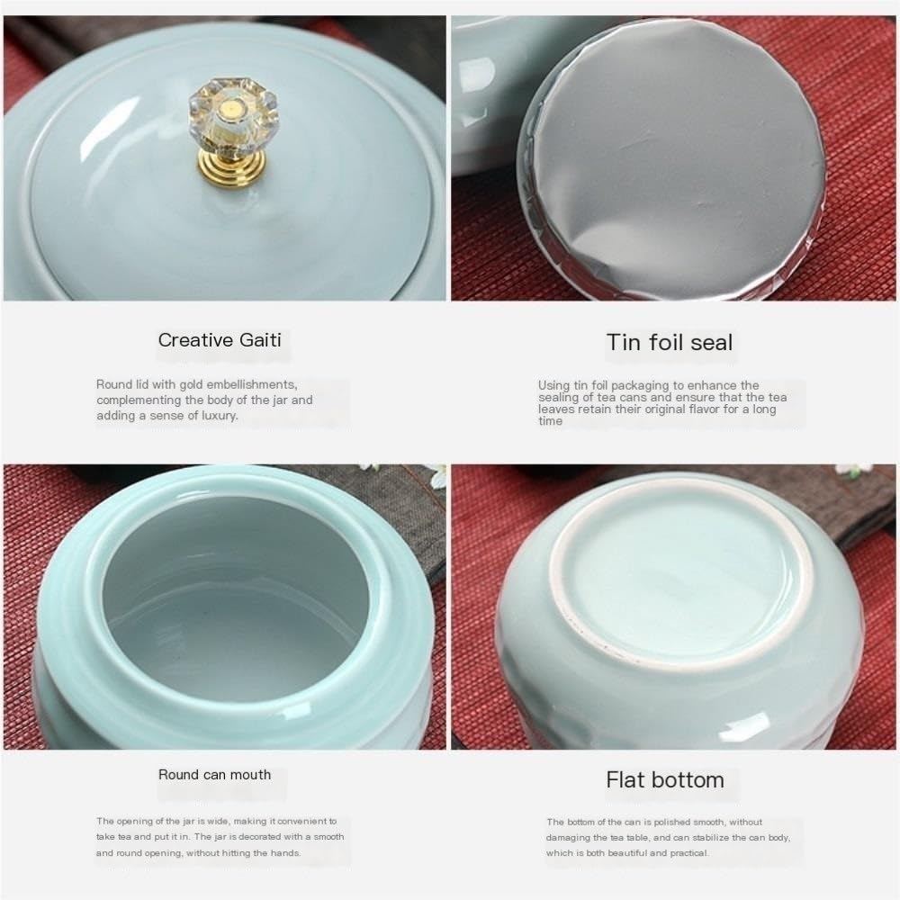 Pojemniki na herbatę i przechowywanie Celadon, pojemnik do przechowywania herbaty sypkiej, ceramiczny słoik z uszczelnieniem, chiński zestaw do herbaty, słoik na herbatę Wake Up (E)