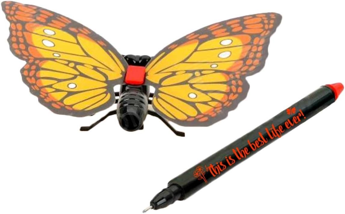 Caleb and Sophia Butterfly Pens with Encouraging Phrase - Orange+Red | Best Life Ever
