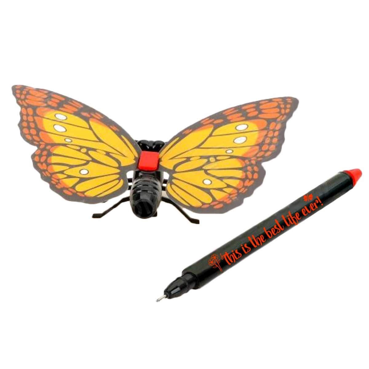 Caleb and Sophia Butterfly Pens with Encouraging Phrase - Orange+Red | Best Life Ever