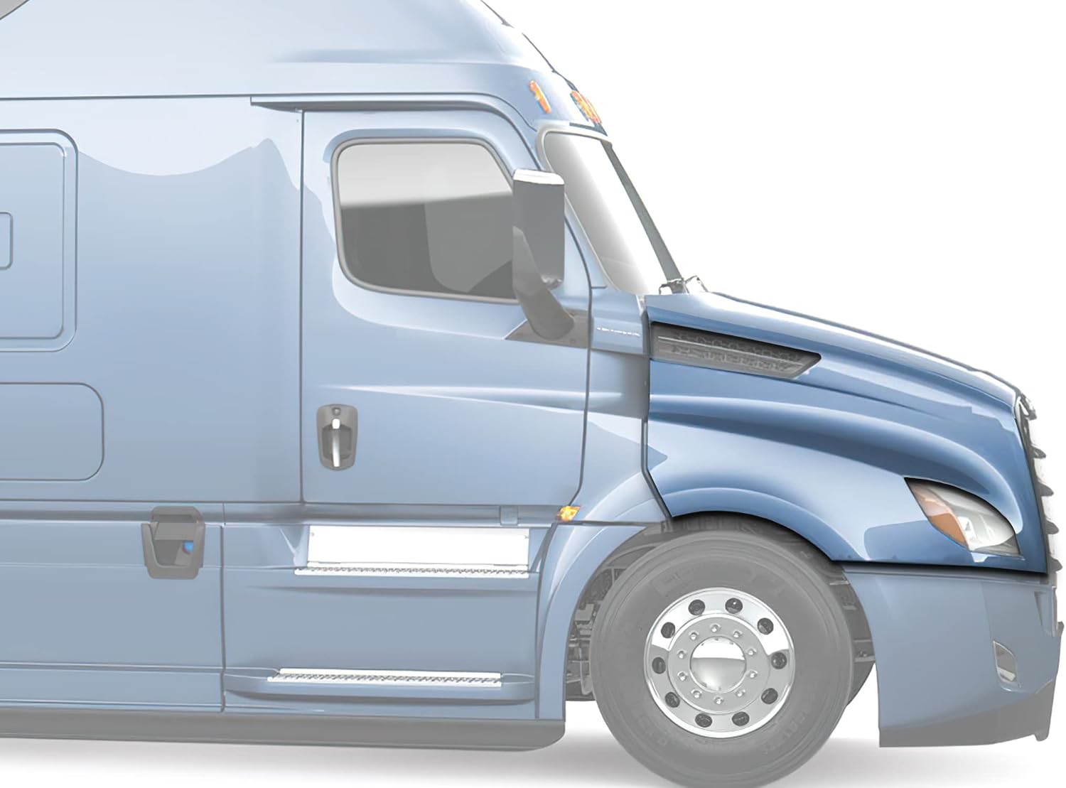 KOZAK Fiberglass Hood Fender (Right Passenger Side) Compatible with Freightliner CASCADIA 2018+ PLUS Logo, 2X 22 Windshield Wipers, License Plate Frame and Vest