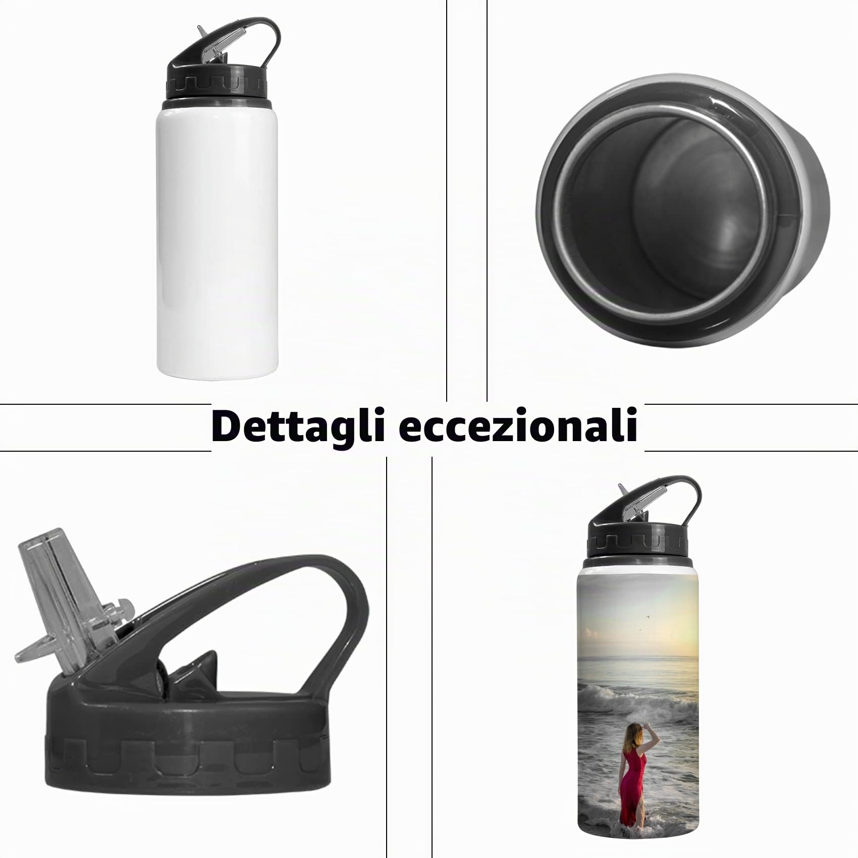 MR.R 20oz Blanks per sublimazione Bottiglia in alluminio per sport bianco Custodia portatile nera per laptop per stampa a trasferimento termico