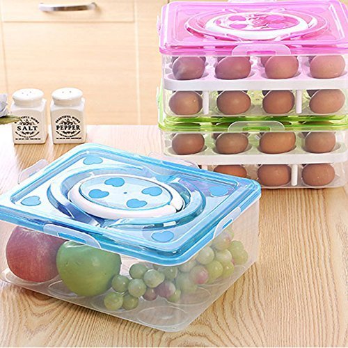 Urdhvamurti Double Layer Plastic Egg Box Kitchen Refrigerator 32 Grid Egg Container Storage Box/Holder/Case Food Crisper Organizer