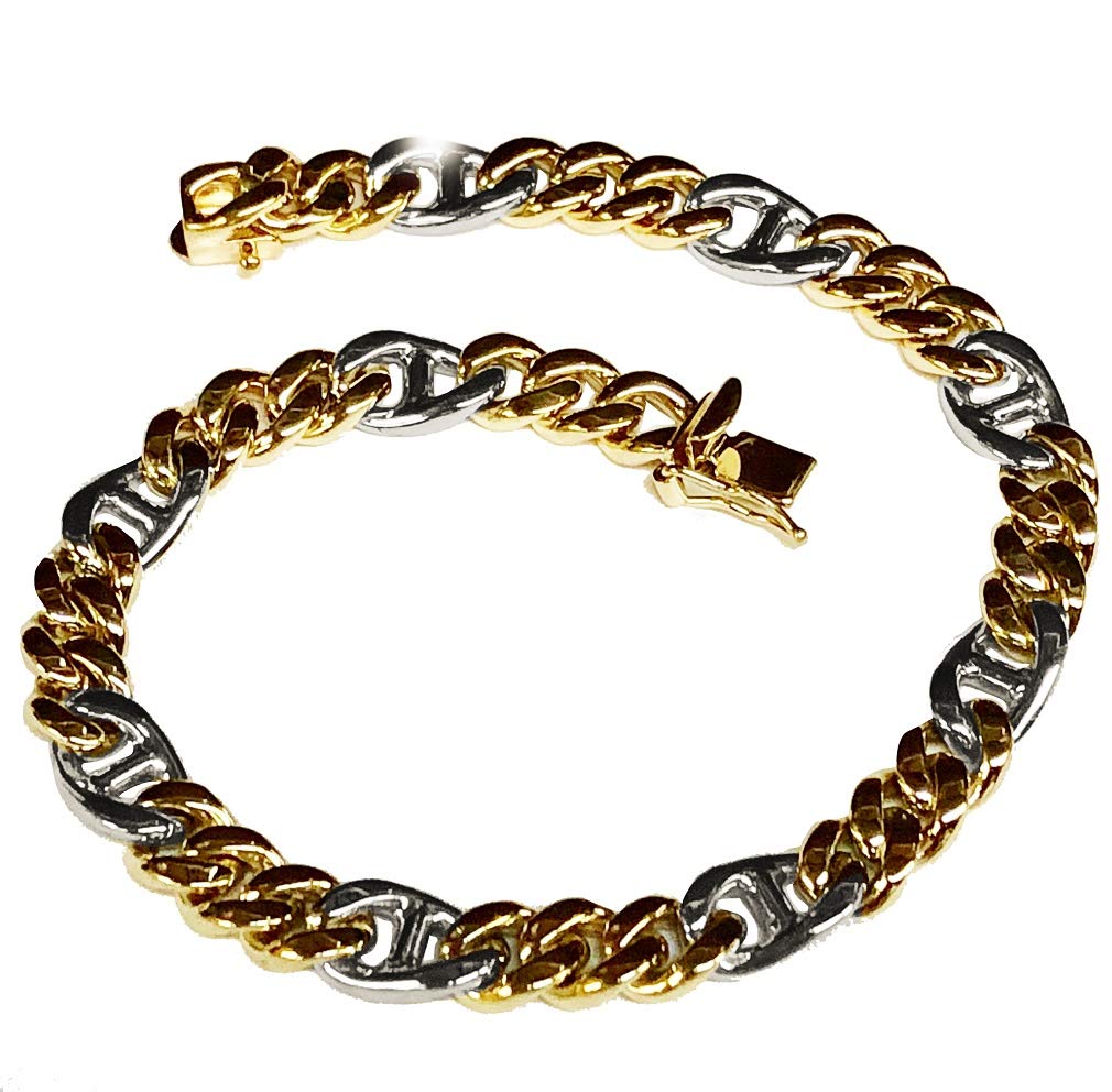 18kt Solid Gold Handmade Mariner Curb Link mens bracelet 9" 36 Grams 7 MM