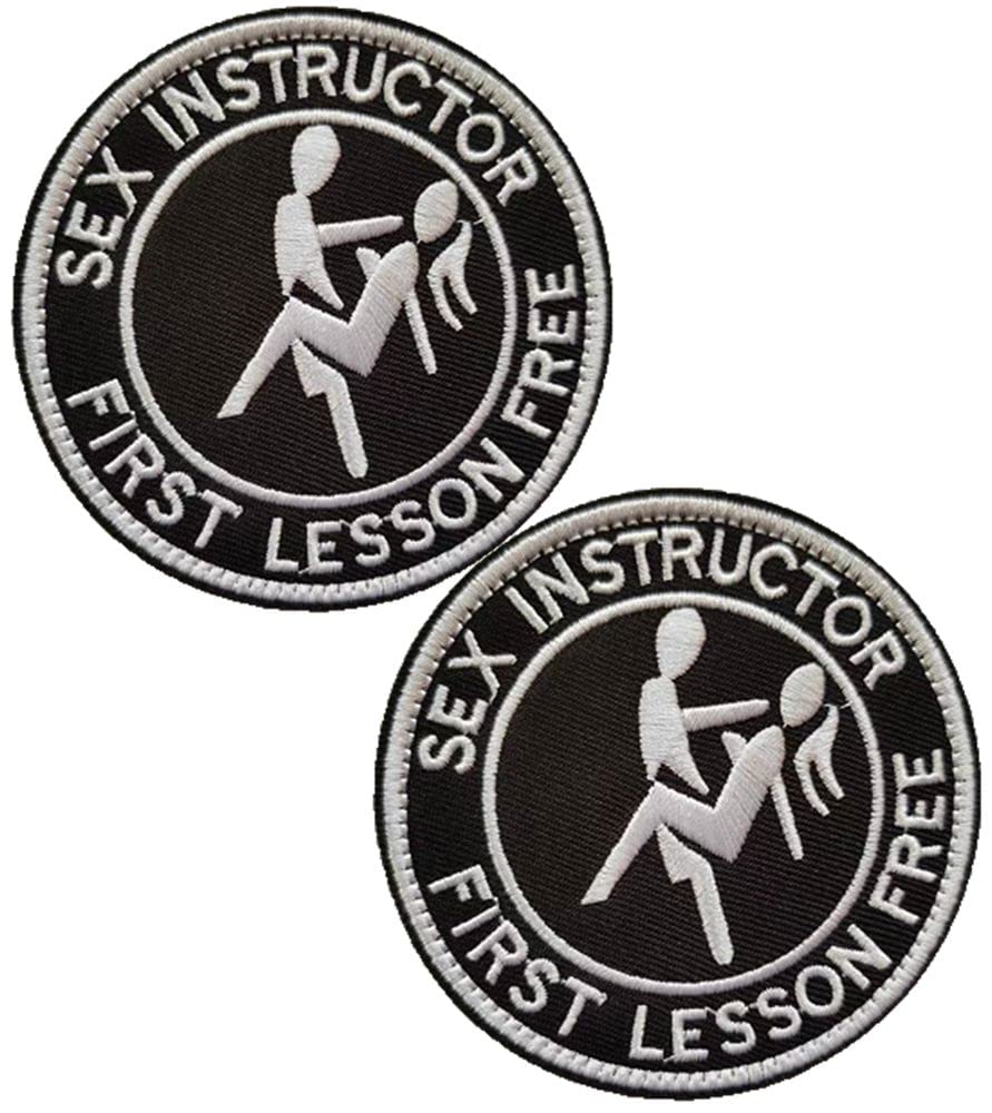 Replacement for Sex Instructor First Lesson Free Embroidered Patches Tactical Morale Applique Fastener Hook & Loop Emblem Patch 2 Pieces (Sex Instructor First Lesson Free)