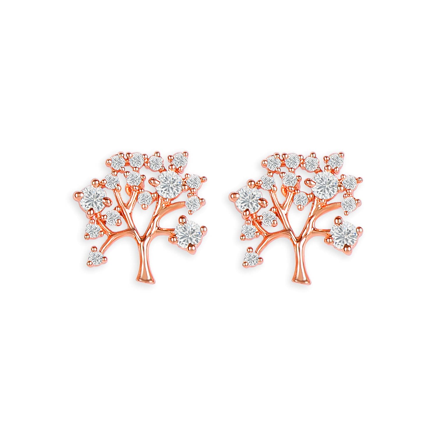 ZINU Rose Gold Tree Shape Earrings for Women/Girls | Zirconia Stud Ear Earrings | Beautiful Fancy Tiny Ear tops| Best Gift for Women|Women Earrings |Dangle Earings (044JEK) (B099WX6X5D) Amazon Price History, Amazon Price Tracker