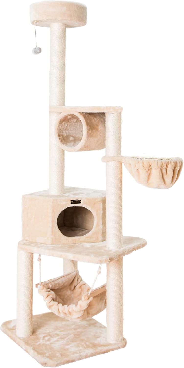 Armarkat 72" H Pet Cat Tower, Tower EntertaInment Real Wood Furniture With Lounge Basket, Perch, A7204