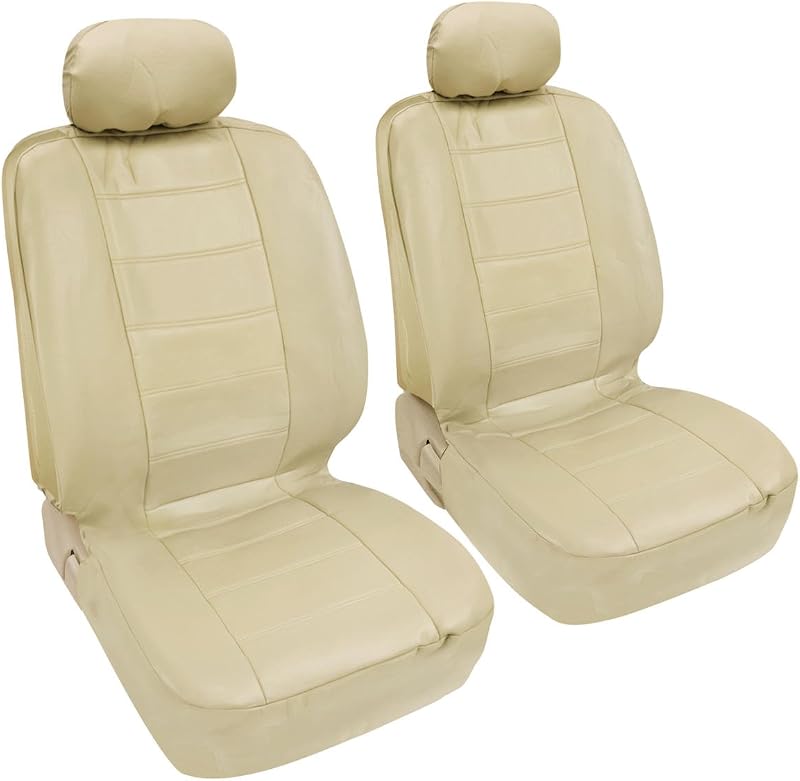 Beige Exquisite PU Leather Seat Covers Front Pair Set of 2 - Premium Leatherette for Toyota Corolla