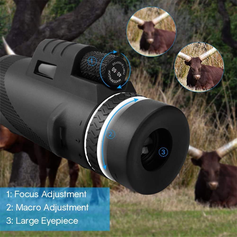 Binocolo Portatile ad Alta Potenza telescopio monoculare, 40X60 ad Alta Potenza ad Alta Definizione monoculare Adulti Impermeabile Birdwatching, Campeggio, Viaggi