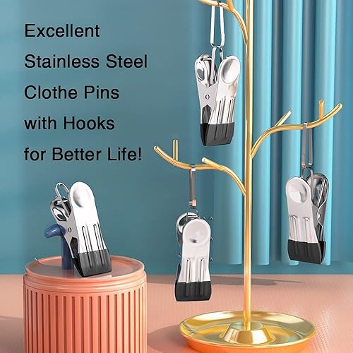 Miniatura 5 de 10 alfileres pequeños con gancho para colgar fácilmente, pinzas de acero inoxidable, clips de agarre de metal para lavandería, antioxidante,