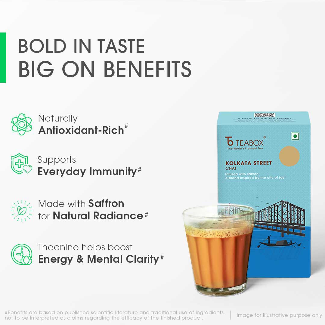 Teabox Kolkata Street Chai | Reminiscent Of The City Of Joy | Rich & Delectable, Blended With Saffron, Cardamom, Nutmeg & Ginger | With Exquisite Aromas Of Saffron | 250 Grams 2