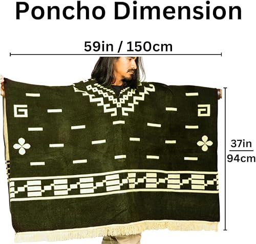 Miniatura 2 de Clint Eastwood, Poncho de lana de alpaca estilo occidental, único y hecho a mano en Ecuador. Poncho de lana grueso, cálido y suave