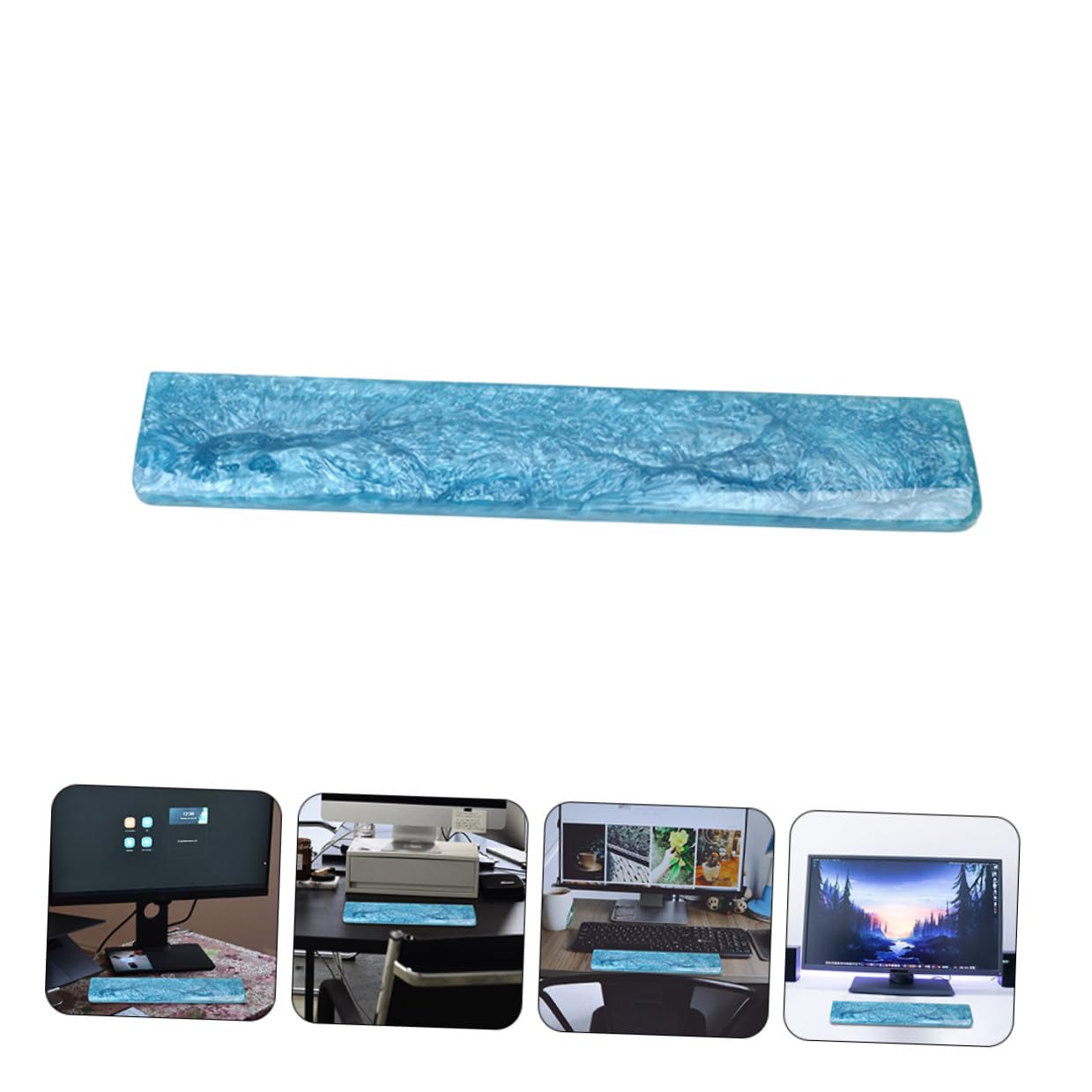 Reposamuñecas Ergonómico para Epoxi de 61 Resina Azul Teclado