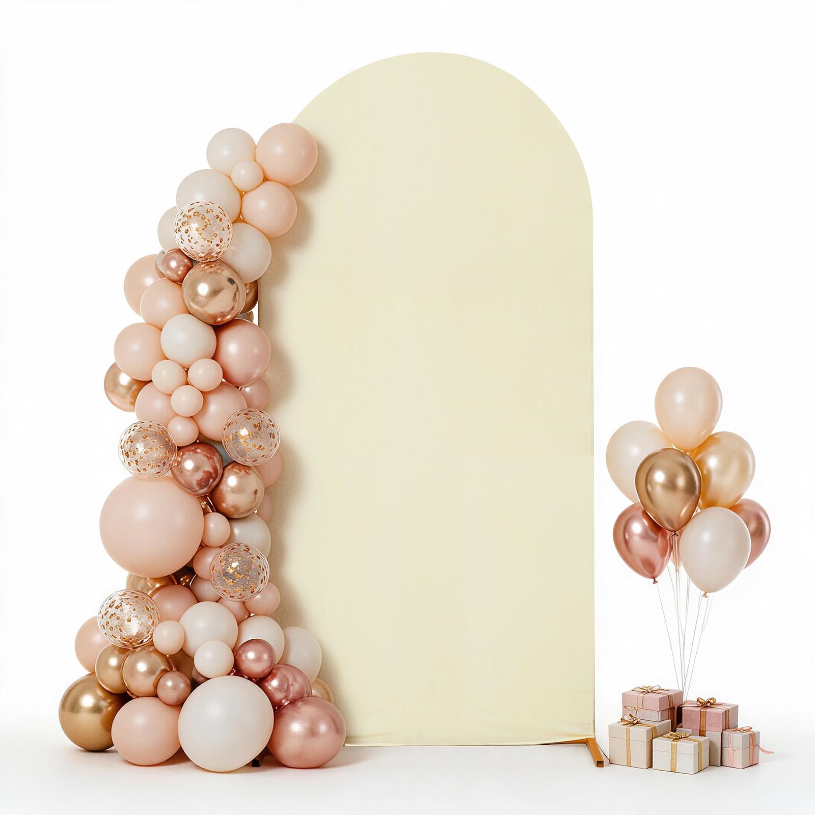 Eternal Beauty Arch Back Drop Cover, Spandex Fitted Wedding Stand Backdrop for Birthday Party Ceremony Banquet Decoration（7.2 Ft Beige）