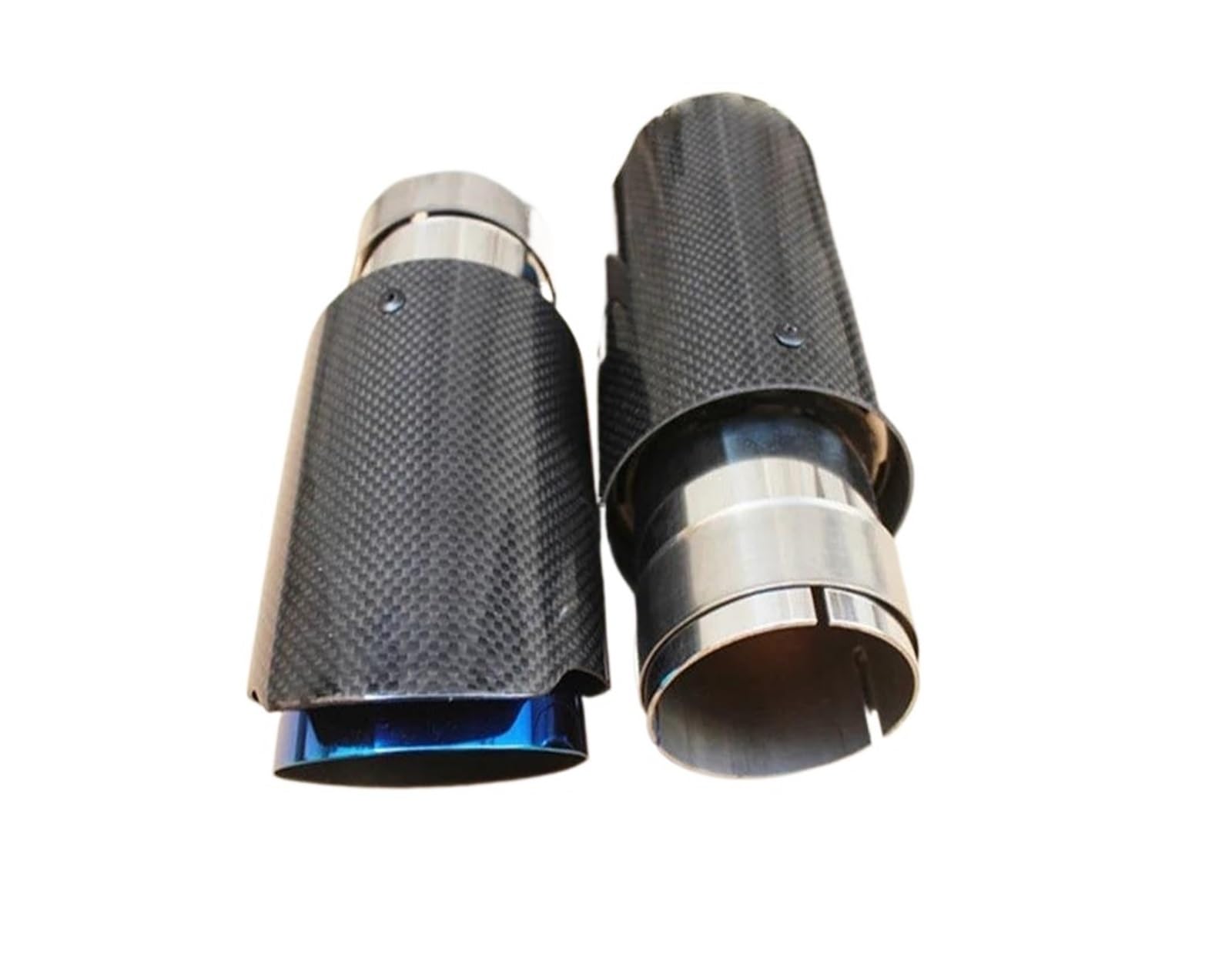 Tuyaux D'échappement Embout De Silencieux D'échappement Fiber Carbone Brillant Système D'échappement Universel Droit Bleu Acier Inoxydable Embout Échappement