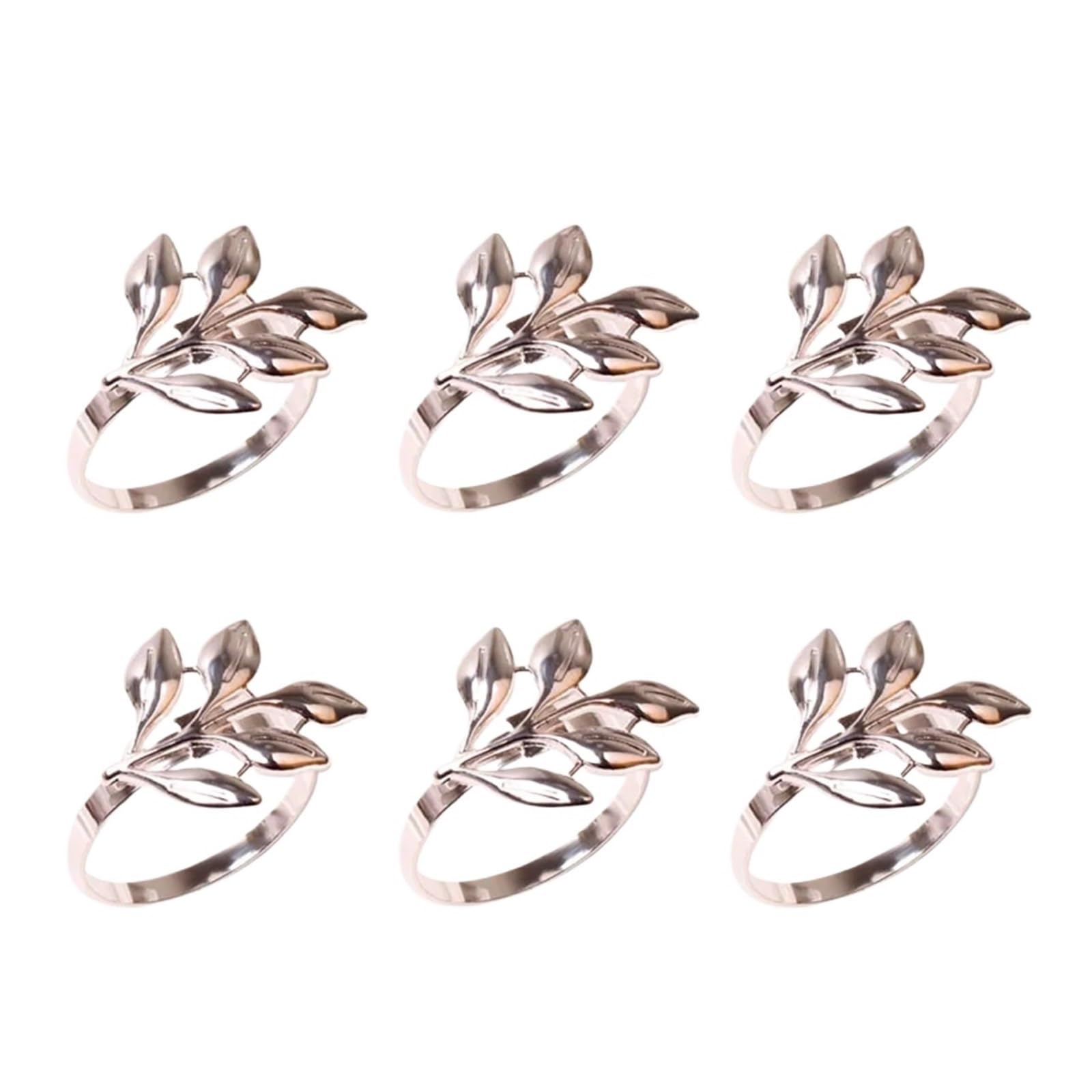 napkin rings Leaf Napkin Rings Buckle Holder for Christmas Thanksgiving Wedding Dinnig Table Decoration(Silver 6pcs)