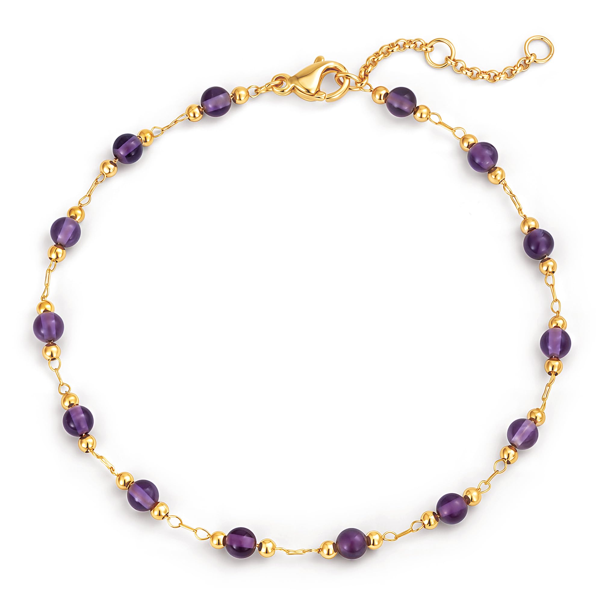 Jenosy Goldarmband für Frauen Armband mit gemischten Steinen 18 Karat vergoldet Handgefertigtes individuelles Perlenarmband
