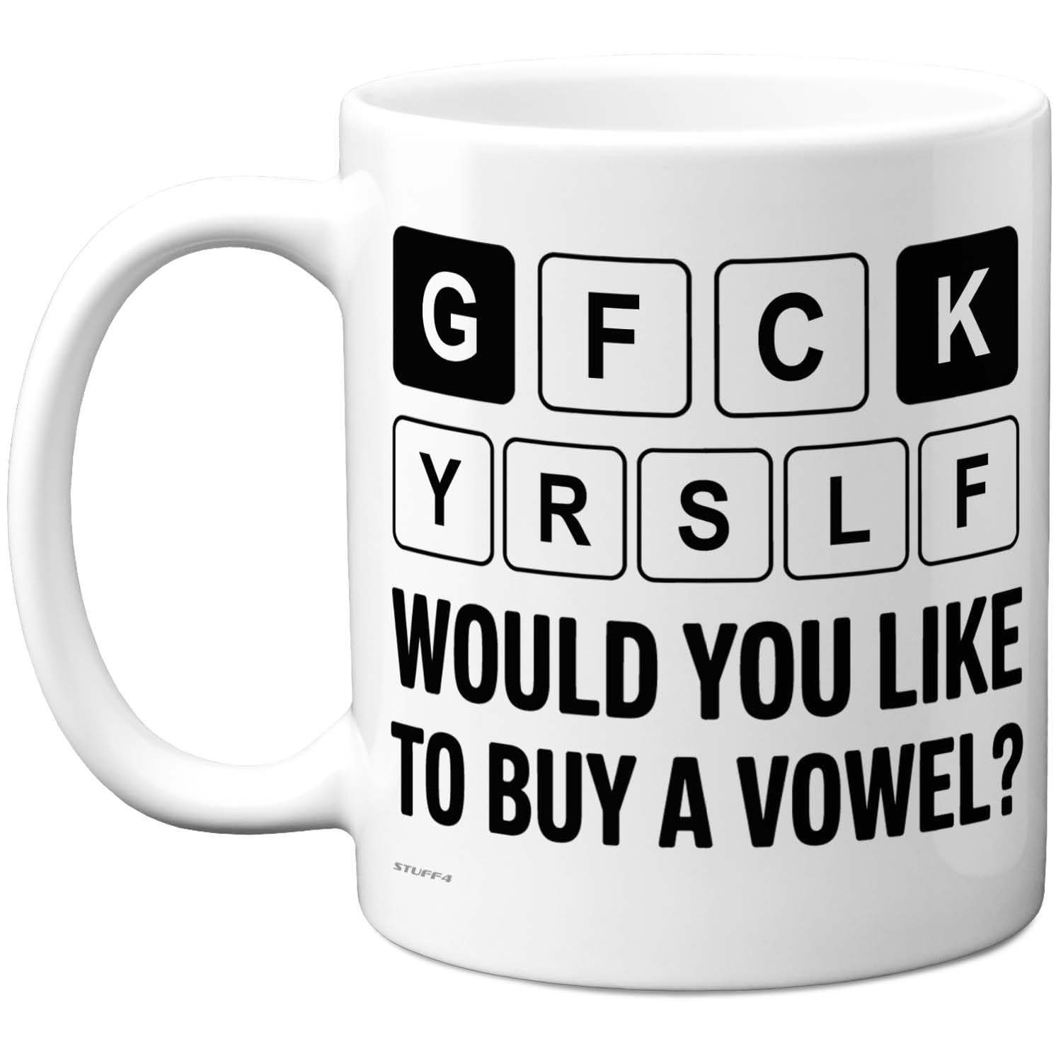 Stuff4 Rude Coffee Gifts - Buy a Vowel Mug - Novelty Gifts for Friends Colleague from Colleague Friends, Birthday Presents, Fun Bday Presents, 11oz Ceramic Dishwasher Safe Premium Mugs