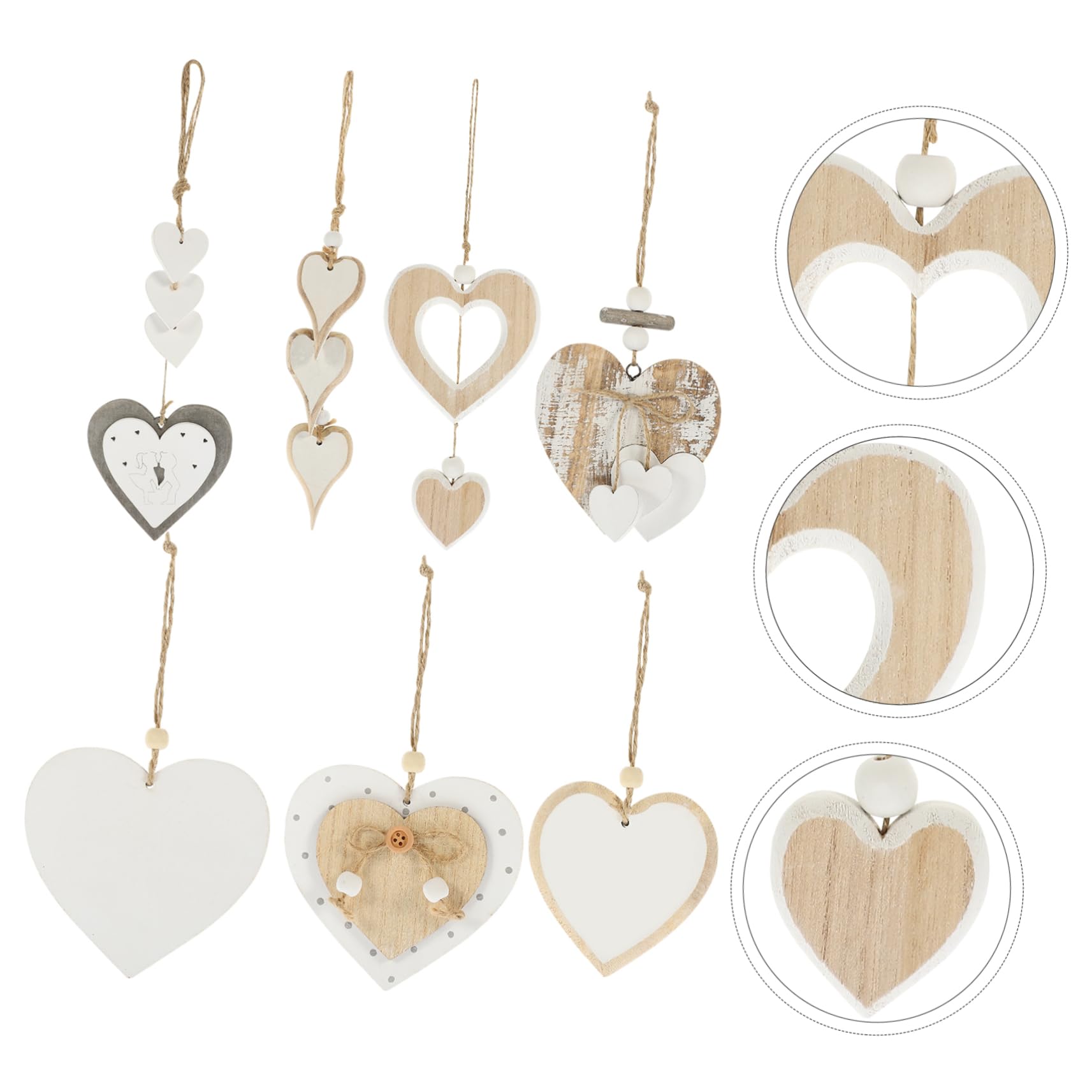 3sets Ornamenti Legno Forma Di Cuore Per Decorazioni Romantiche Pendant Da Appendere Per Matrimonio e Per Decorazioni Natalizie e Festive Casa