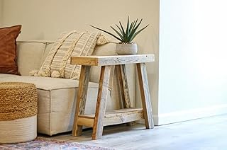 Reclaimed Wood A-Frame Side Table – Rustic Handmade Accent Table with Na...