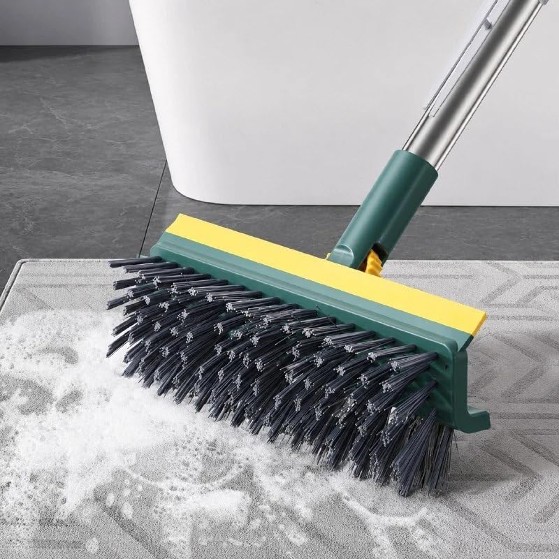 LEAWALL 2 in 1 Floor Scrub Brush with Wiper | Long Handle Bathroom Cleaning Brush with 120° Rotating Head | Heavy Duty Tile Floor Cleaner for Bathroom Kitchen Toilet Shower (New 2 in 1 Brush)-image-12