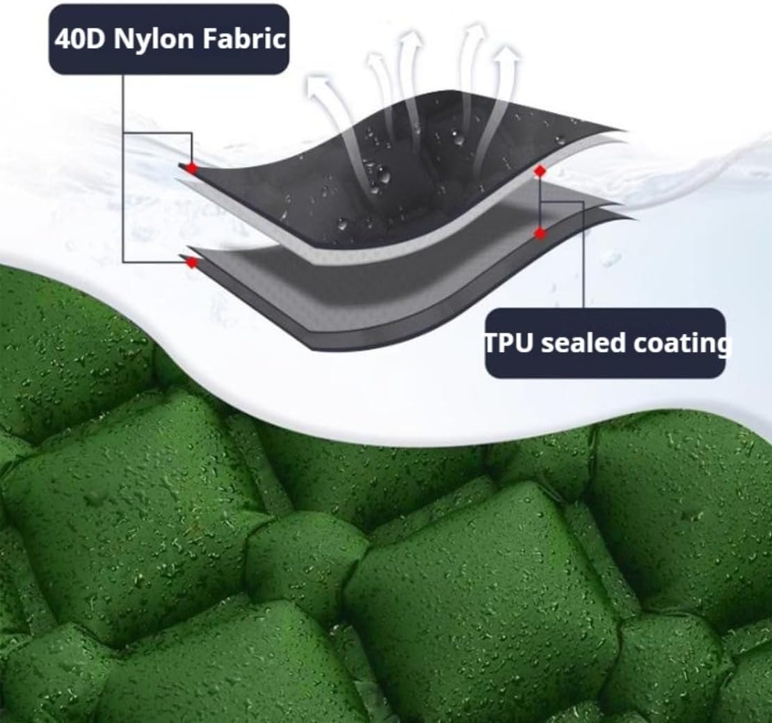 Lounge Mat - Your Portable Chill Zone,Foot Pump Sleeping Pad for Camping,Thick Memory Foam Self-Inflating Sleeping Mats Travel Air Mattress with Pump,Lightweight Inflatable Beach Mat (Khaki)
