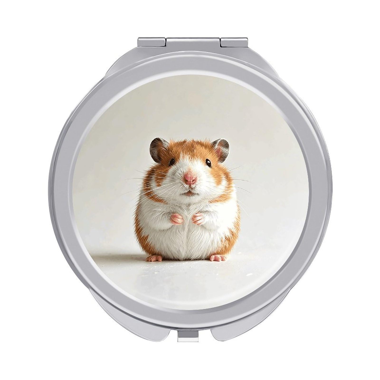 FodPand Compact Hand Mirror with 1x/2x Magnifying Round Travel Makeup Mirror Mini Foldable Hedgehog Cosmetic Mirrors Travel Essentials Gift for Women Girl Portable for Pocket Purse -Silver