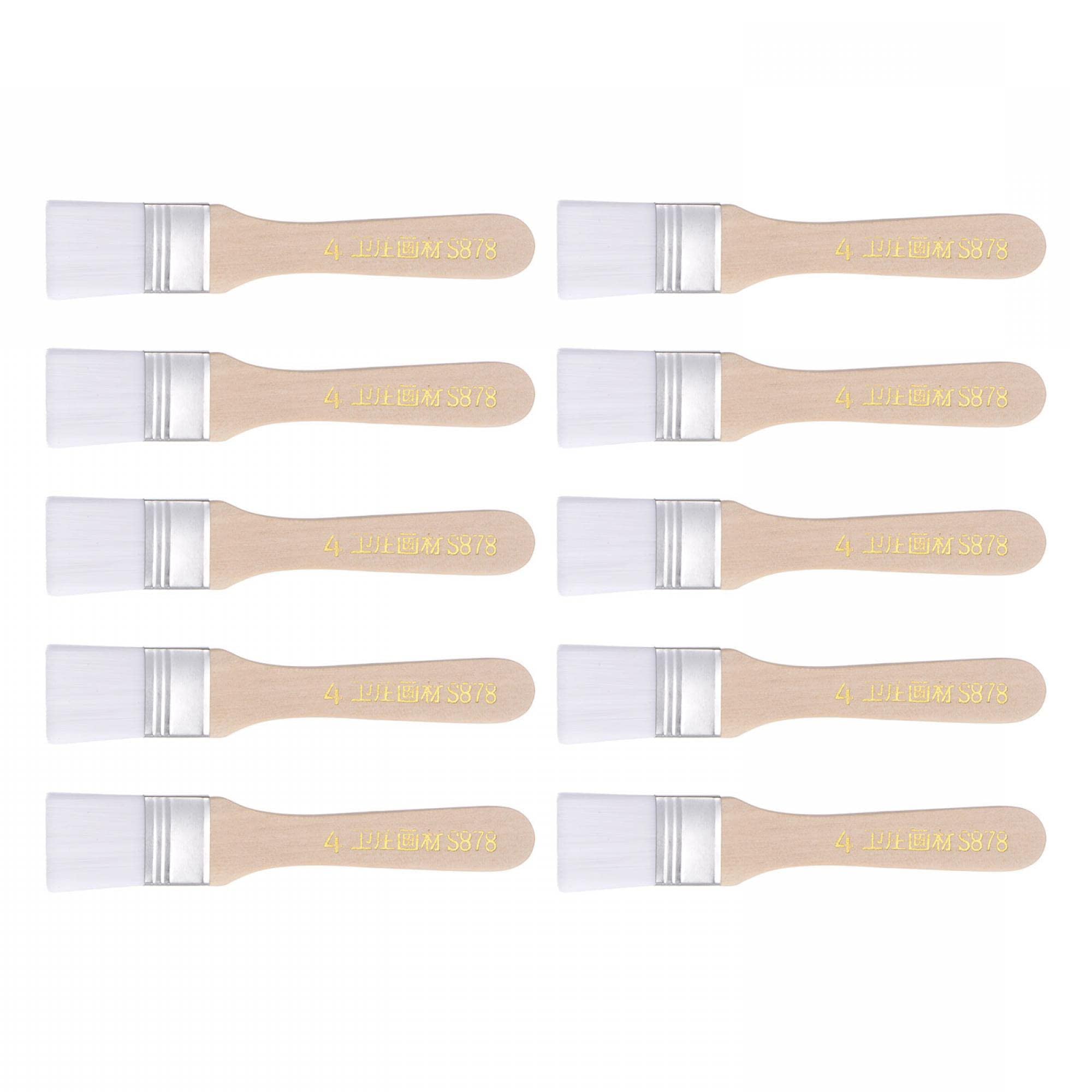 TA-VIGOR 10pcs 1.1 inch (27mm) Soft Bristle Paint Brushes, Nylon Bristle Paintbrush with Wood Handle for Touch Up, Wood, Cabinets, Fences, Edges and DIY Painting