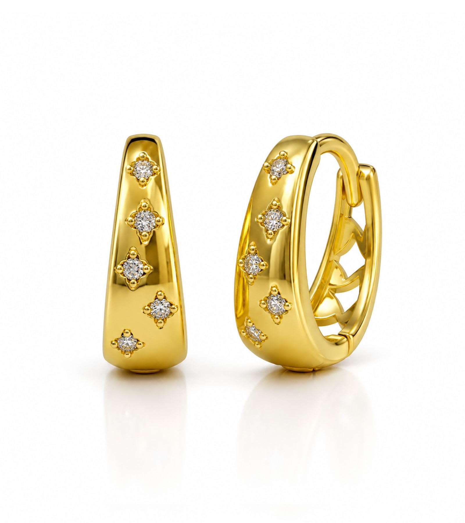 vama FASHIONS 18K Gold Plated Anti Tarnish CZ Stone Round Bali Huggie Hoop Earring Hypoallergenic Ear Baali Earrings For Men & Boys-picture-36