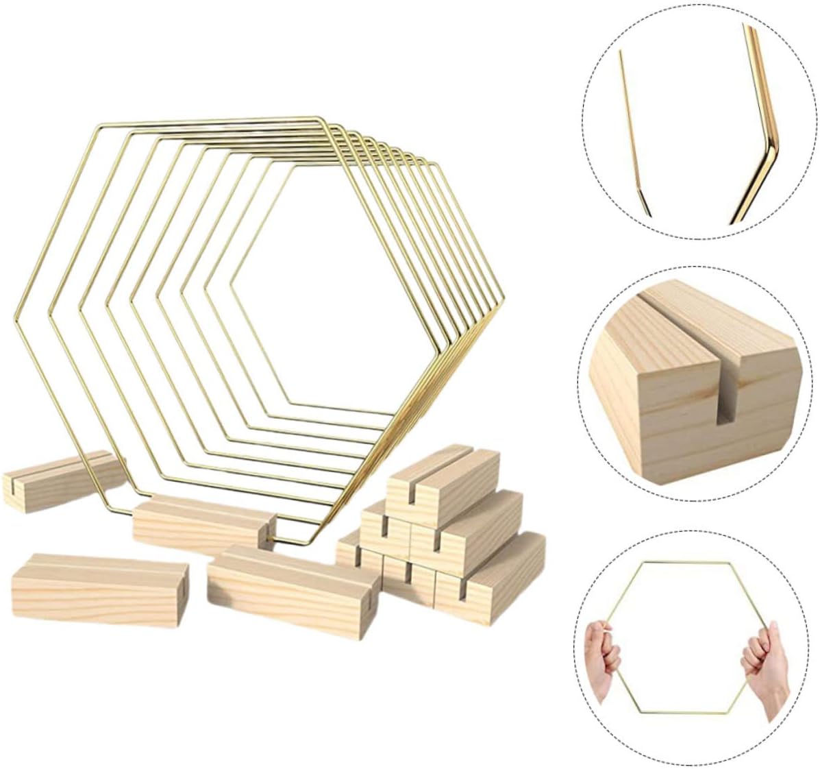 10pcs Hexagon Wreath Floral Hoop Arch Backdrop Wedding Centerpieces Banquet Decor Craft Rings