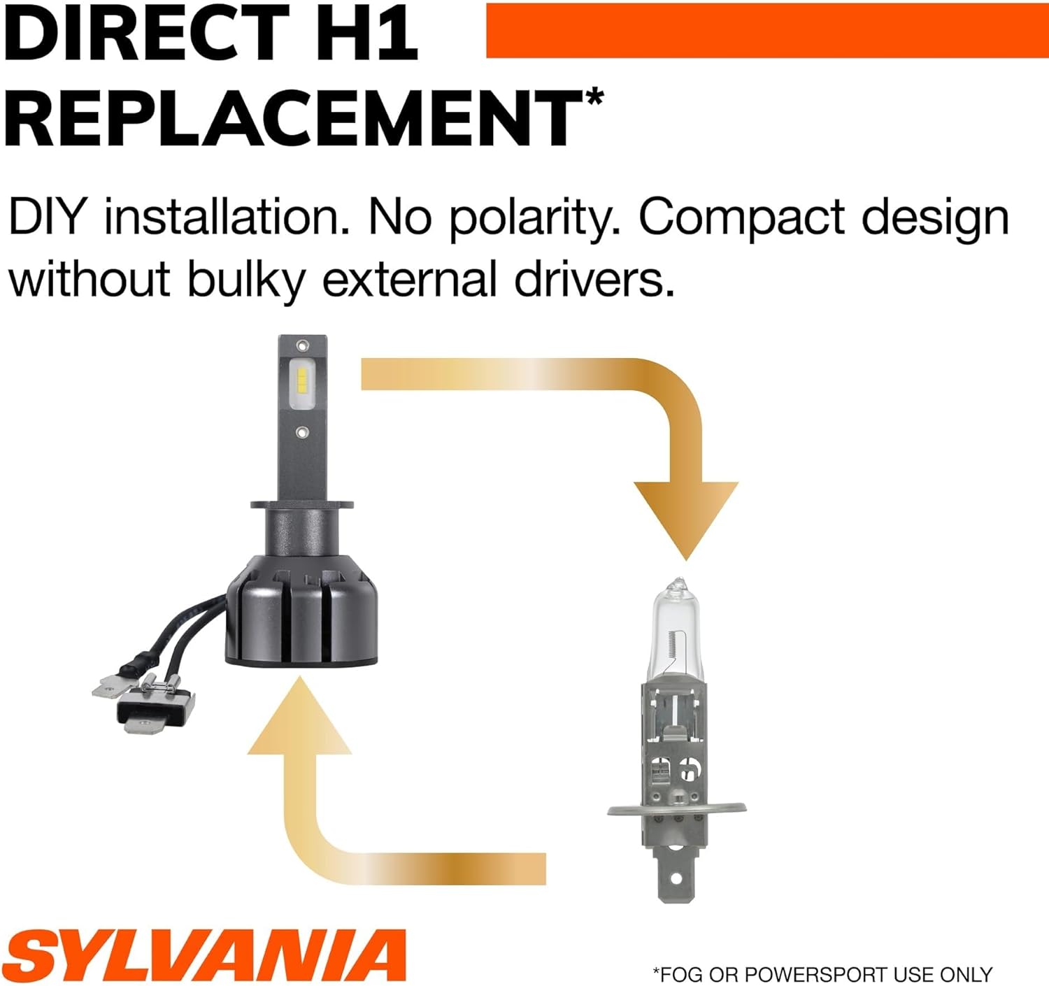 SYLVANIA H1 LED Ultra - Fog Lights For Cars and Trucks - Headlight Bulbs for Off Road Powersports - 6000k Cool White LED Light - Maximum Lifespan - No Polarity - DIY Upgrade