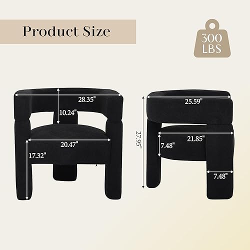 Miniatura 2 de Juego de 2 sillas de comedor con barril de sherpa, sillas de cocina tapizadas con detalles de boucle con brazos, cómoda silla auxiliar de piel