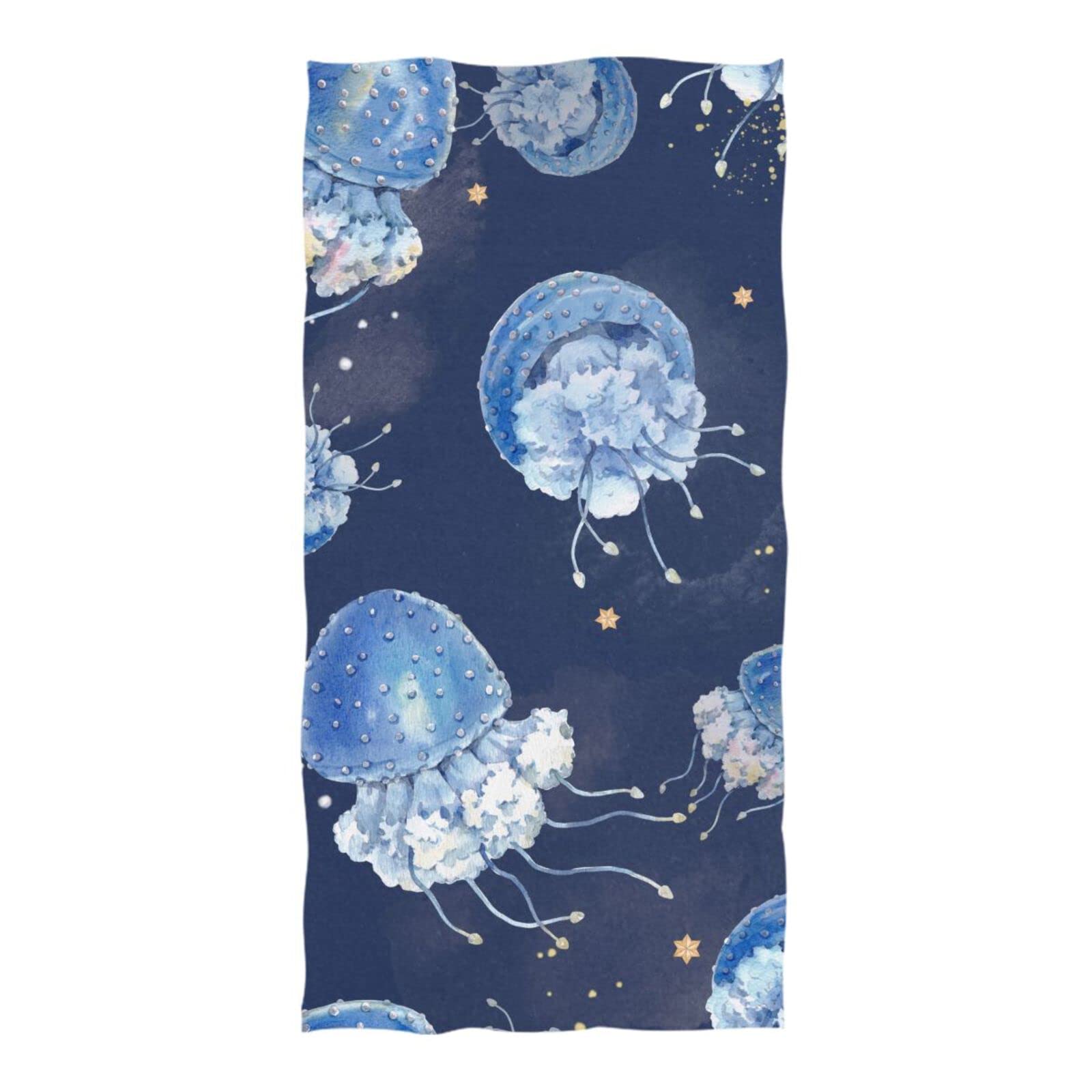 ALAZA Underwater Jellyfish Starfish Beach Towel, Absorbent Quick Dry Swimming Yoga Beach Towels, Large Sand Free Microfiber Beach Towel for Women, Men, Kids
