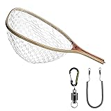 SF Fly Fishing Landing Soft Rubber Mesh Trout Catch and Release Net with Black Magnetic Net Release Combo