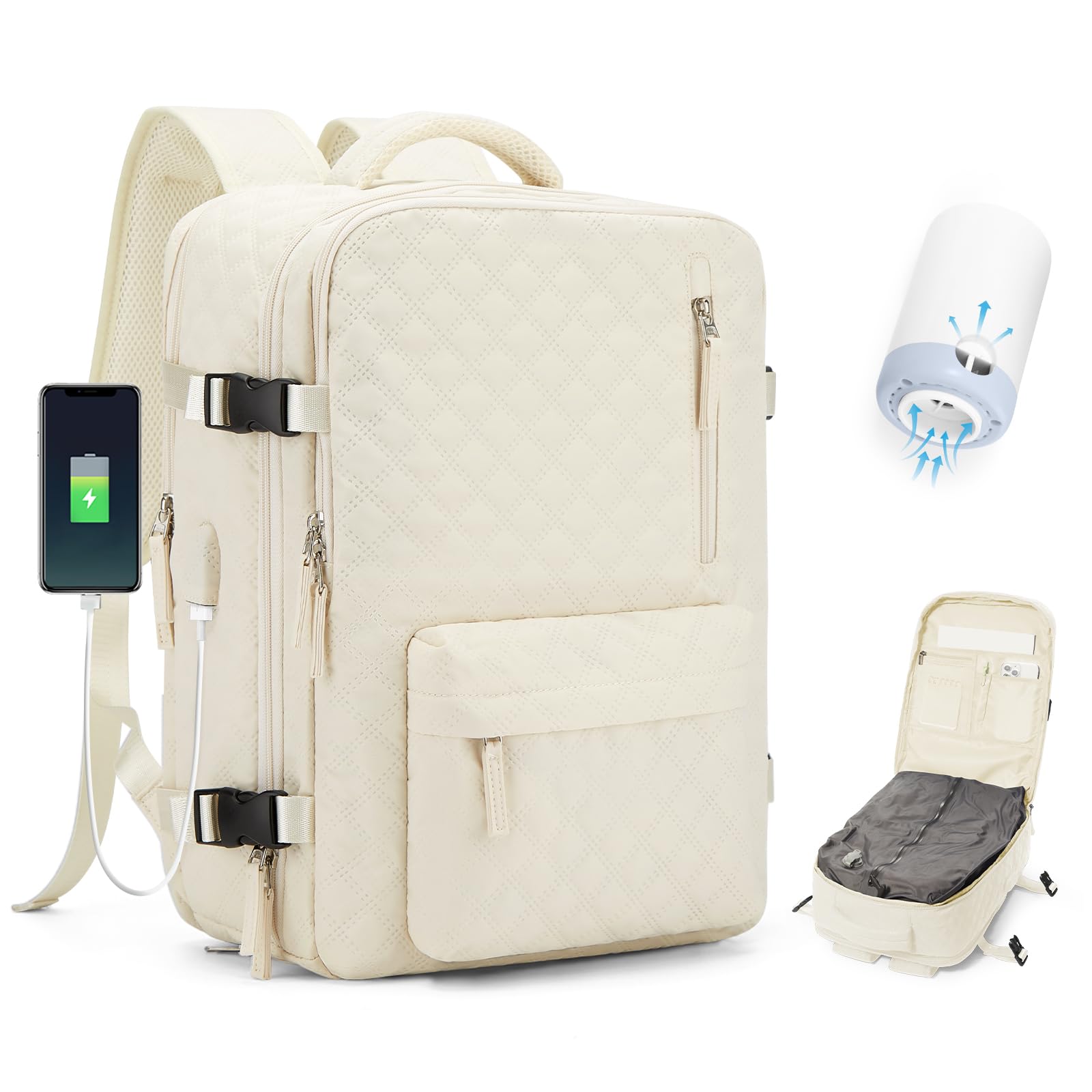 BJLFS Zaino Ryanair 40x30x20 Sottovuoto con Pompa Zaino da Viaggio Ryanair 40x20x25 Borse da Cabina per Wizzair Bagaglio a mano Easyjet Sottovuoto Zaino Casual per Laptop 14 Pollici