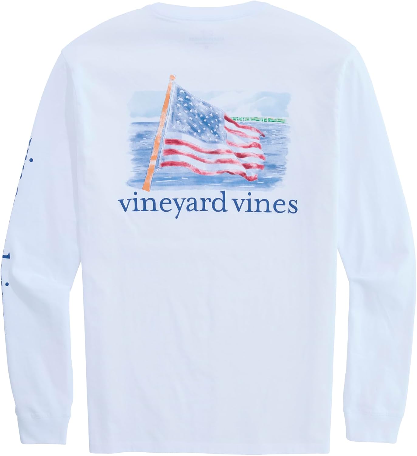 Vineyard Vines Men's Painted Shining Sea Flag Long-Sleeve Pocket Tee