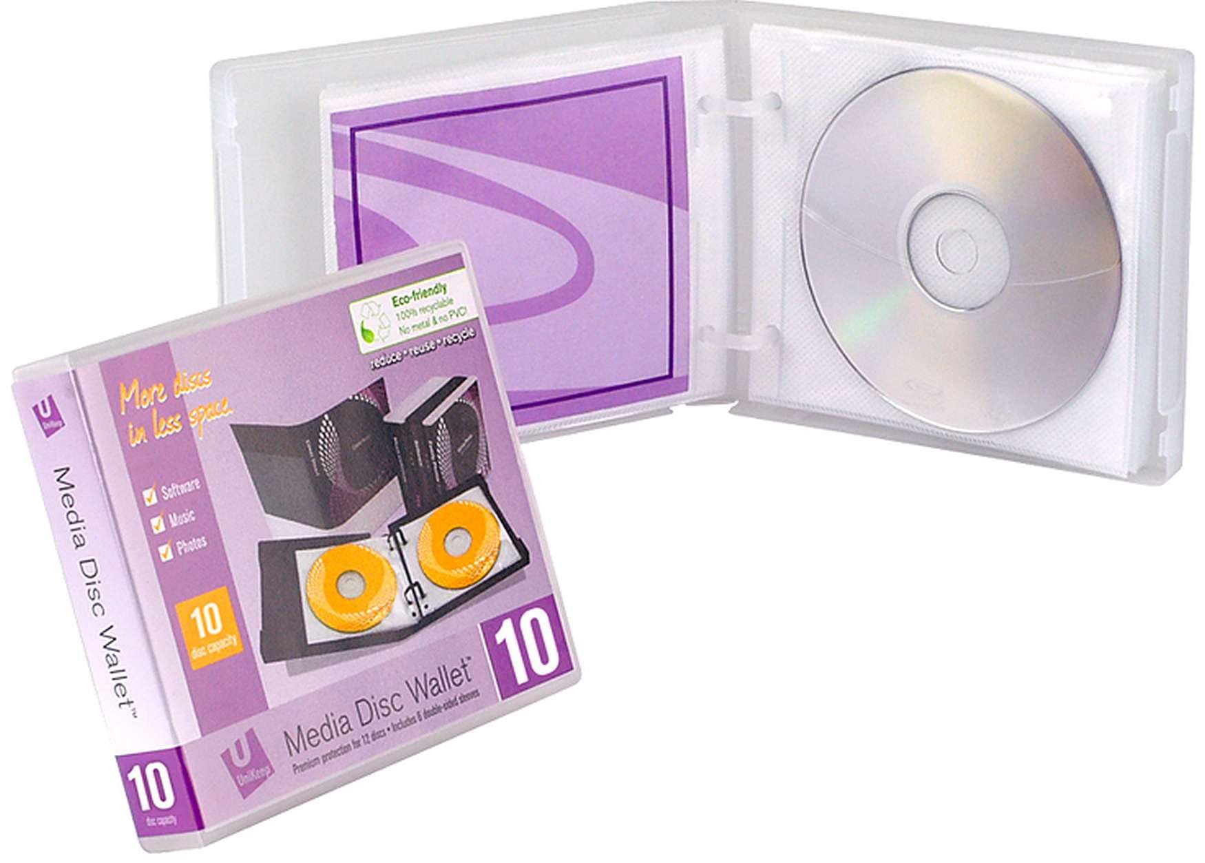 UniKeep Disc 10 CD/DVD Wallet with Pages (Clear) - Pack of 3 Cases