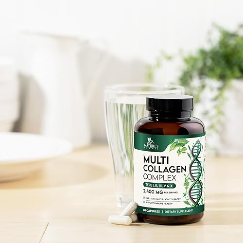 Miniatura 9 de Suplemento de colágeno múltiple de 2400 mg  Complejo de píldoras de colágeno múltiple hidrolizado tipo I, II, III, V y X, suplementos de péptidos de