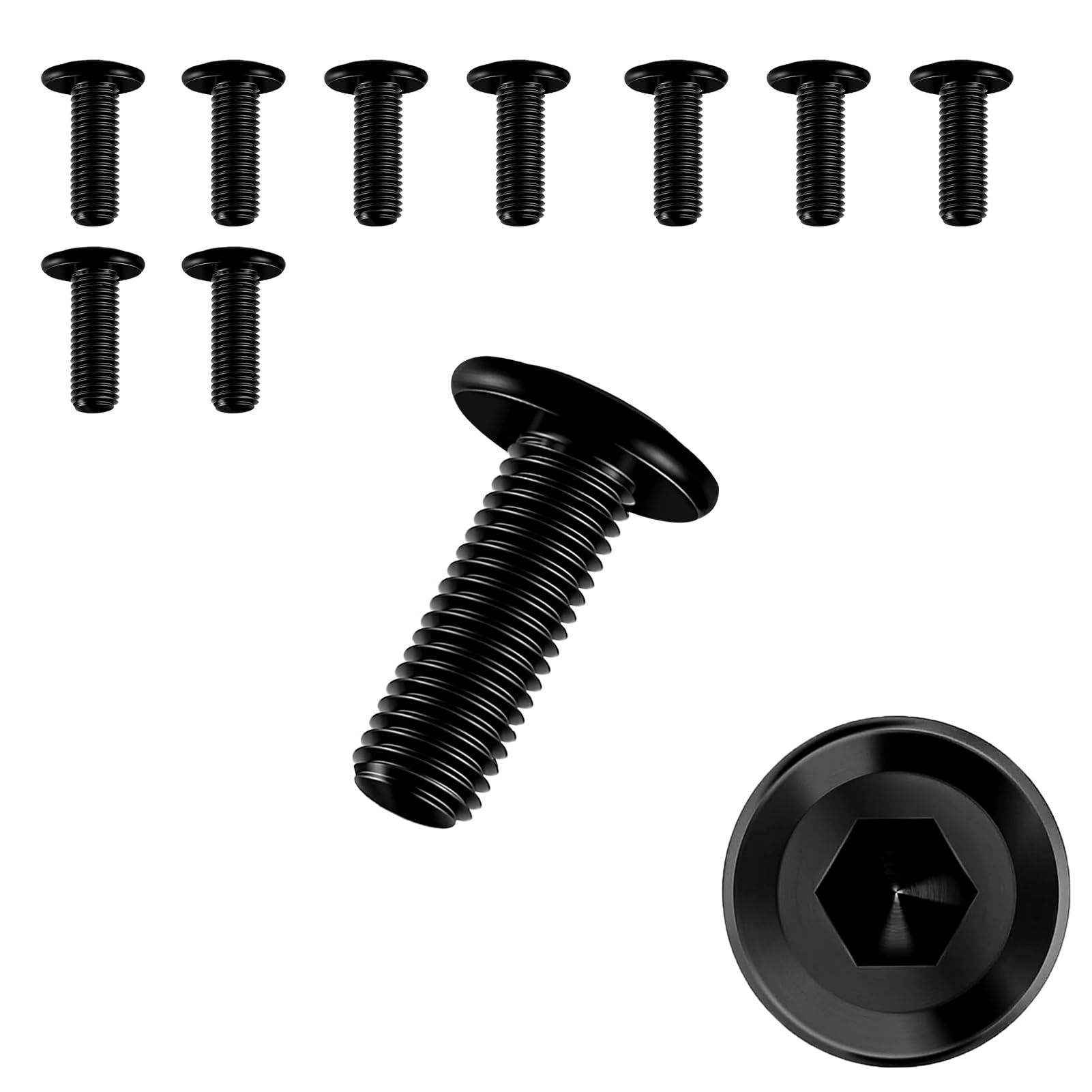 10 PCS Bolt M5×16,Stainless Steel Bolts,Flat Head Hex Socket Cap Screws Bolts,Allen Socket Bolts Screws,Furniture Screws,M5x16mm,Black(M5×16)