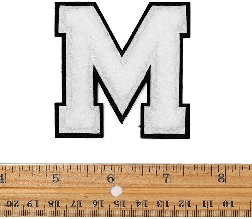 Miniatura 4 de Letter M - Parche termoadhesivo universitario de puntada de chenilla de 2-12 pulgadas por PC, TR-12154 (blanco)
