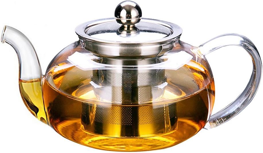 Artcome 28 Ounce Glass Tea Pot with removable Stainless Steel Infuser Stylish Borosilicate Glass Teapot