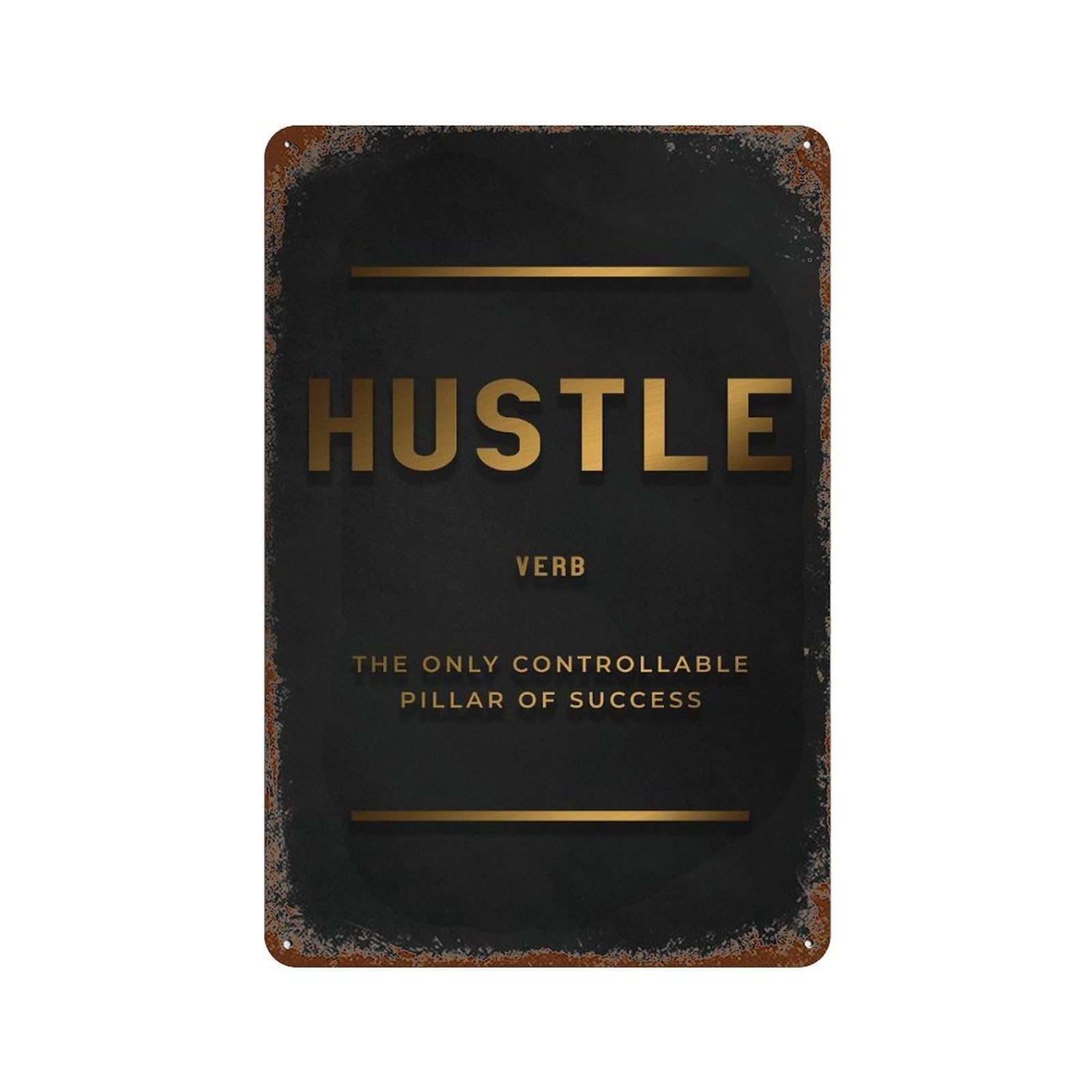 Rust Effect Hustle Definition Rusty Metal Tin Sign 11.8"x7.9", Industrial Home Decor for Living Room, Hallway And Home Decor