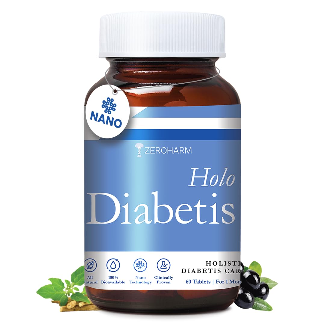 holo Diabetis - Blood Sugar Control Tablets - Diabetes care Tablets With Nano-formulated Jamun, Ashwagandha, Shatavari - All Organic - 100% Bioavailable - 60 VegTablets-picture-37