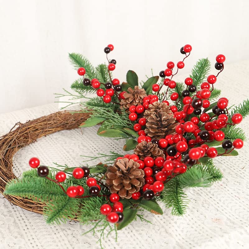 Artificiale Ghirlanda Ghirlanda di pigne Ghirlanda di Frutta Rossa Ghirlande Festive Ciondolo Appeso for Decorazioni for la casa della Porta d'ingresso Parete