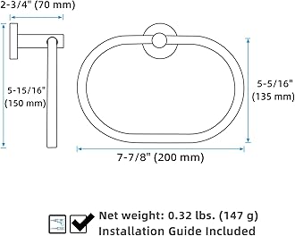 APLusee Matte Black Towel Ring, Stainless Steel Swivel Hand Towel Holder, Modern Kitchen Bathroom Accessories Home Drying Storage Rail Space Saver