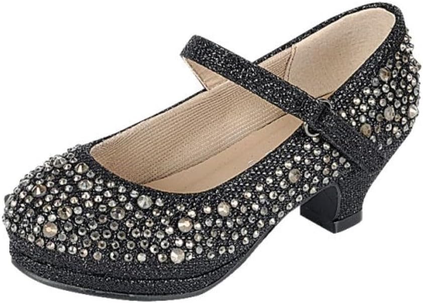 Forever Link Dana 20k Little Girls Rhinestone Platform Dress Pumps Dana-58K Black 12