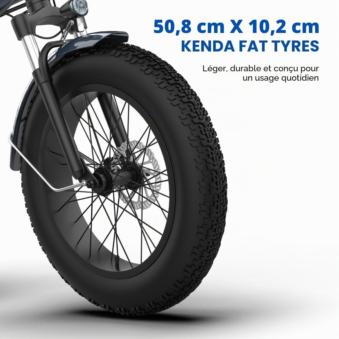 EMotorad Toledo | Vélo Électrique Pliable pour Adultes | Pneus Kenda Fat Tire 20x4" | Moteur 36V 250W | Batterie Amovible 13Ah | 5 Niveaux d’Assistance | Écran LCD