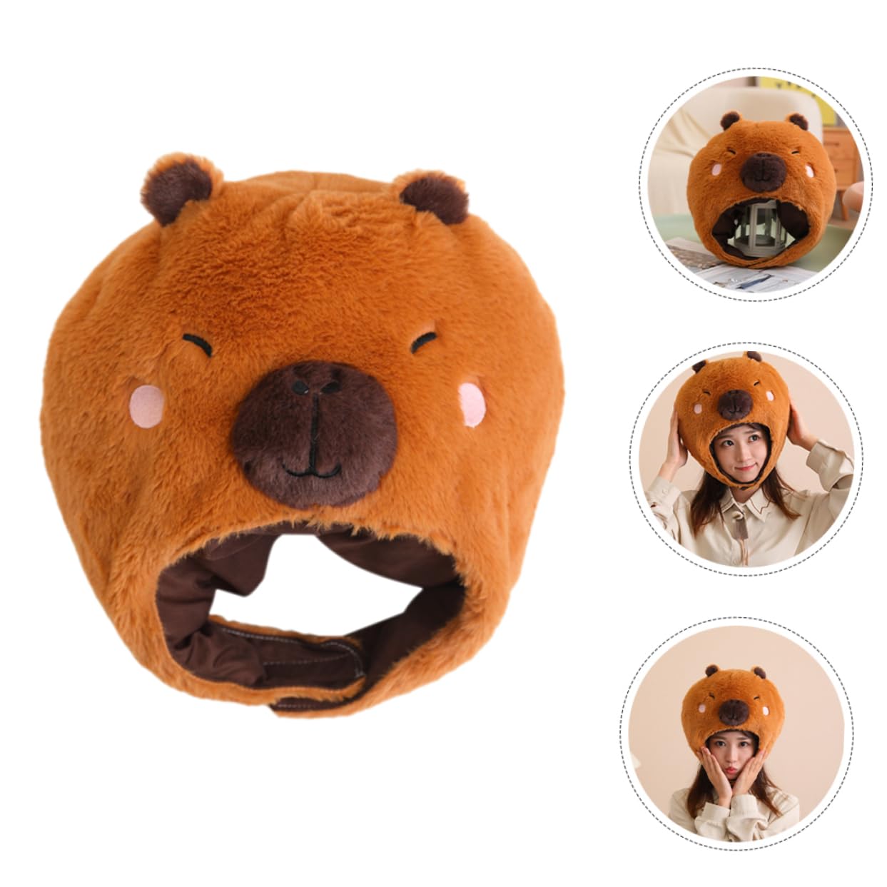 Zerodeko Sombrero De Capibara Divertido Para Fiestas Disfraces y Espectáculos Sombrero De Peluche Forma De Capibara Accesorio Para Fotos y Eventos