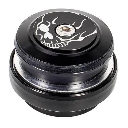 VFdthR Bike Headset Bicycle Headset 44-55mm 1-1/8"-1 1/2" Straight Tapered Fork 28.6mm Internal Semi-integrated MTB Road Bike(44-55mm Skull)