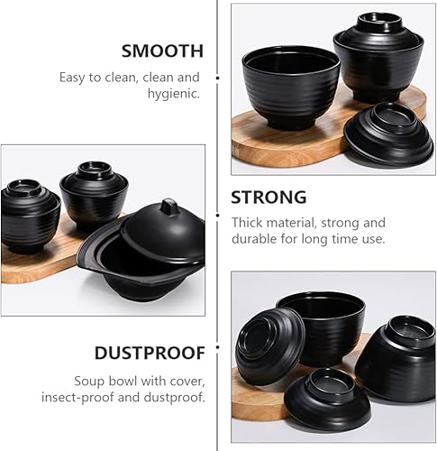 Miniatura 8 de BESTonZON Cuencos de sopa de miso de estilo japonés tradicional tazón de arroz de fideos, cuenco de sopa de miso con tapa Tazón de arroz japonés (L)